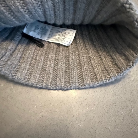 Women's J. Crew Wool Blend Ribbed Beanie with Faux-Fur Pom-Pom - Heather Gray - Picture 4 of 8